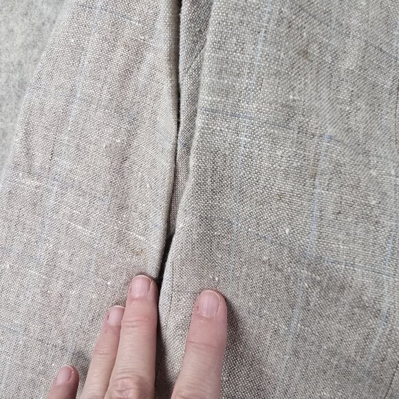 Linen Blend Beige Plaid Womens Two-Piece Blazer & Dress Suit Lined Size 4 - Picture 4 of 16